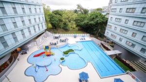 Aerial View of The Swim Lab Pool at NTU One-North